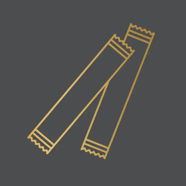 Vector illustration of golden sugar sachets icon