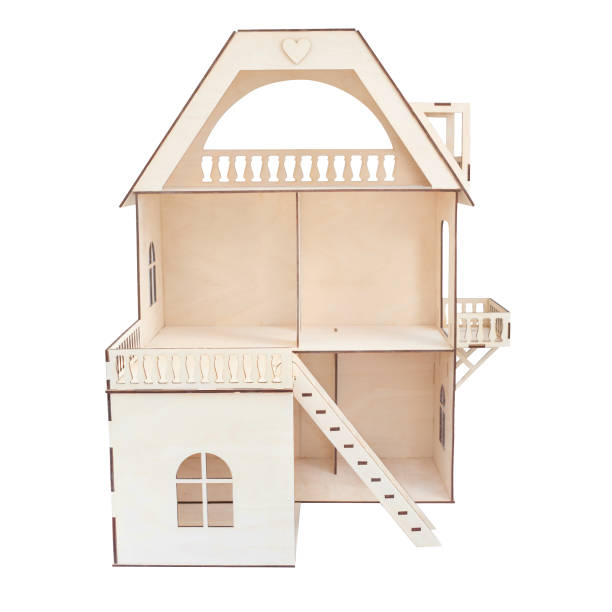 istock Nice house from wood on white bacground 1257580358
