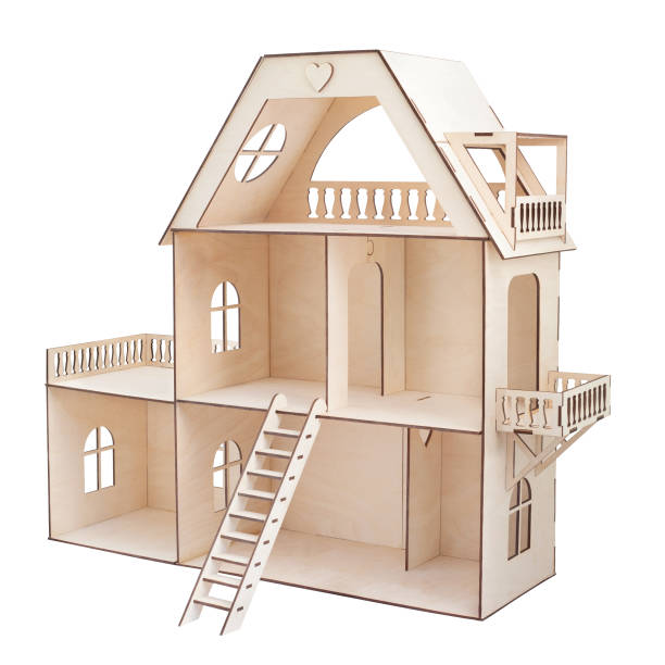 istock Nice house from wood on white bacground 1257580386