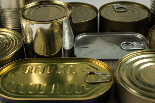 istock Mix of cans isolated on white background. 1257581438