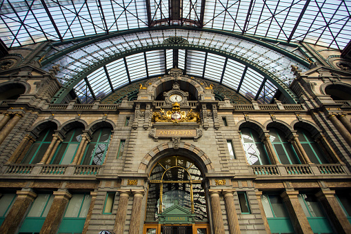 Central railway station (Antwerpen-Centraal) the main train station in Antwerp, Belgium.