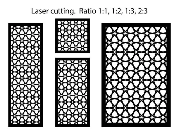 Vector illustration of Set of decorative vector panels,privat fences for lazer cutting.