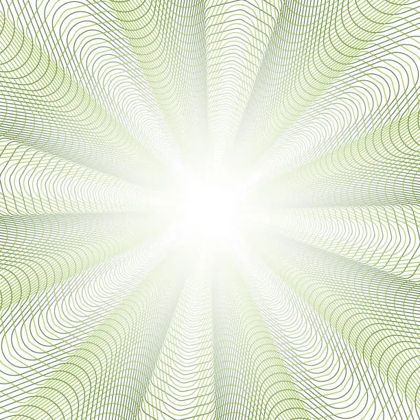 Vector illustration of Guilloche green square vector background.