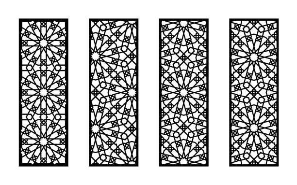 Vector illustration of Morocco set of decorative vector panels for laser cutting.