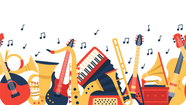 Musical Instruments Banner Music Guitar Violin And Vintage