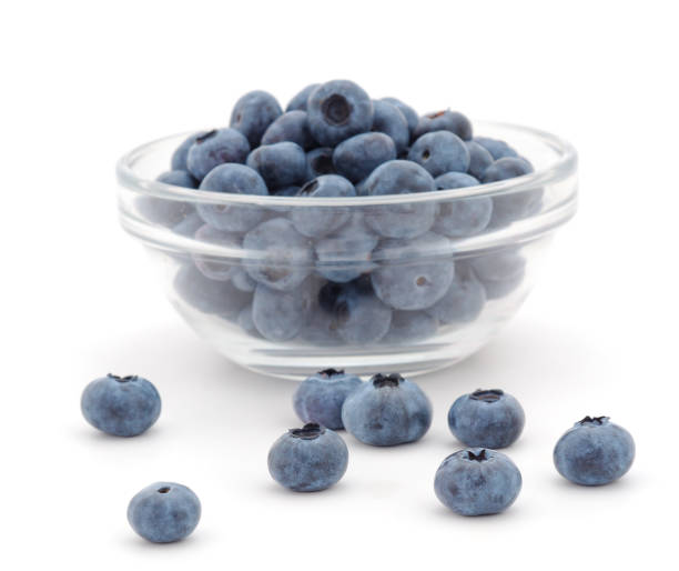 istock Glass bowl of blueberries. 1257598821
