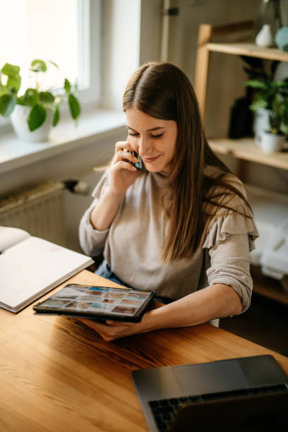 istock Young girl working from home 1257600723