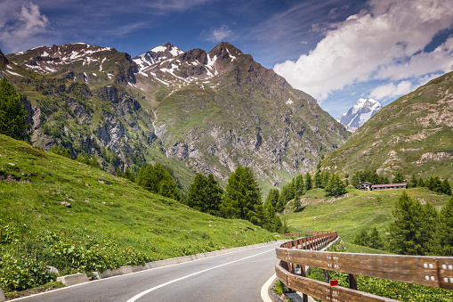 Mountain Road to Great St Bernard Pass – Switzerland and Italy border