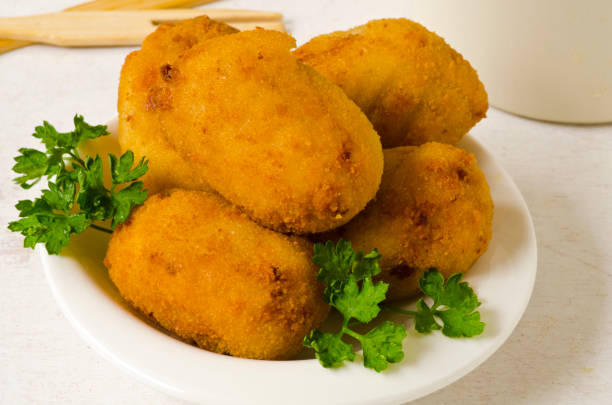 Spanish Tapas. Ham Croquettes. Ham croquettes. stock photo