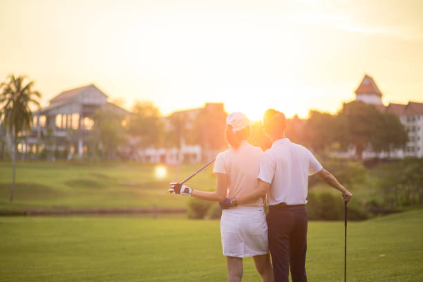 Golf course at sunset