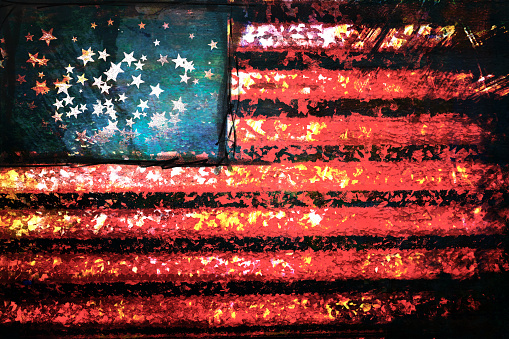 An abstract American flag as commentary on the political, economic and social strife currently affecting the United States of America.
