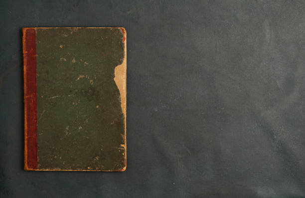 istock old book, on gray background. top view 1257616131