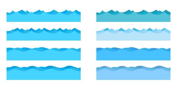 Sea waves vector design illustration isolated on white background Beautiful vector design illustration of sea waves isolated on white background radio borders stock illustrations