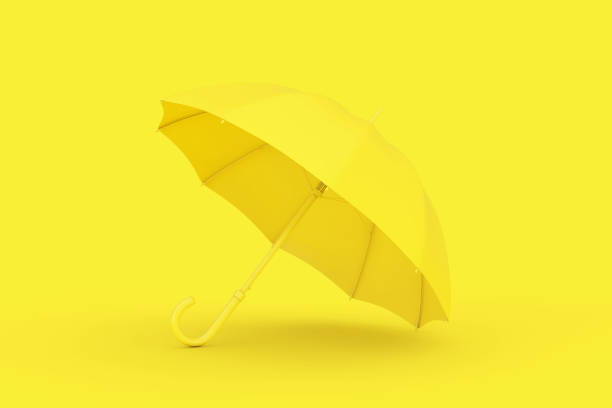 istock Yellow Mockup Umbrella in Duotone Style. 3d Rendering 1257621124