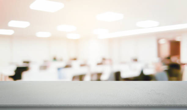 istock abstract blur inside office with cement perspective counter for show ads or promote product and content on display concept 1257622439