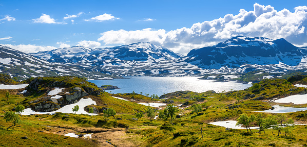 The landscape of Hardangervidda National Park in Norway