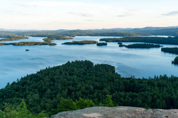 ChiLake Squam as seen from the top of Rattlensake Mountain stock photo