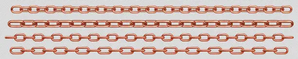 Vector illustration of Vector realistic set of copper chains