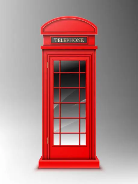 Vector illustration of Vintage red telephone booth, London phone box