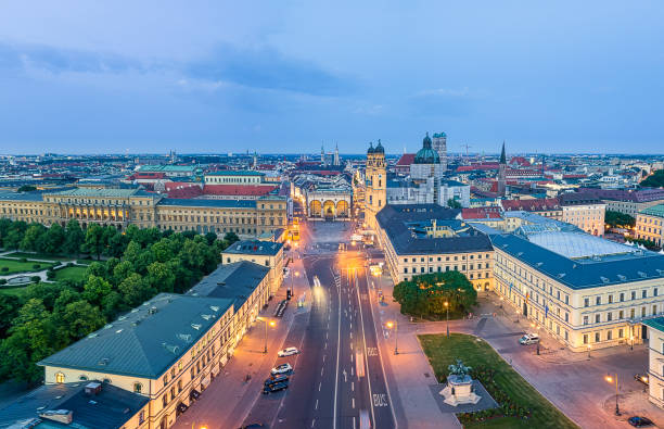 istock View over munich at the early morning, captured by a drone. 1257633365