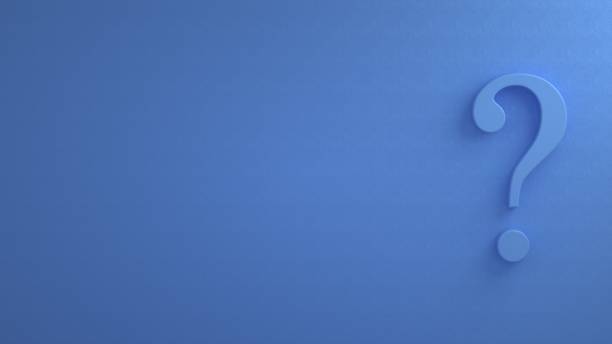 istock 3d rendering of a isolated blue question mark standing on a blue wall background. Concept image. Blank background for copy space 1257637858