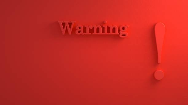 istock Red exclamation Point Sign with word warning. 3d illustration on red wall background with shadow. Warning, attention danger concept. 3D Rendering 1257637898
