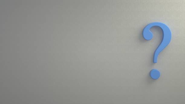 istock 3d rendering of a isolated blue question mark standing on a white wall background. Concept image. Blank background for copy space. 1257637914