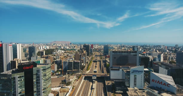 Aerial Panoramic view of San Isidro financial district in Lima, Peru. Aerial Panoramic view of San Isidro financial district in Lima, Peru during the summer peru city stock pictures, royalty-free photos & images