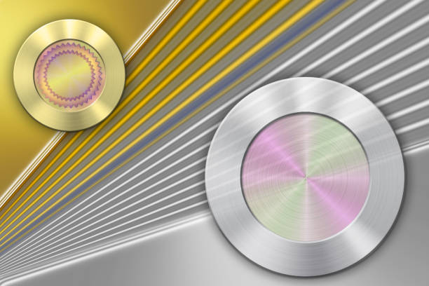 istock Gold and silver shade geometric corporate design with lines and buttons. 1257640361