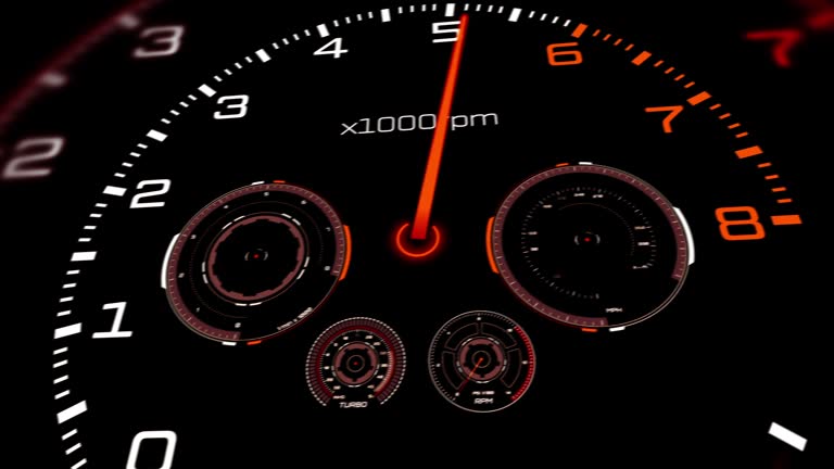 Performance Racing Car Dashboard. Pilot Pushing The Limits Of V8 Engine.