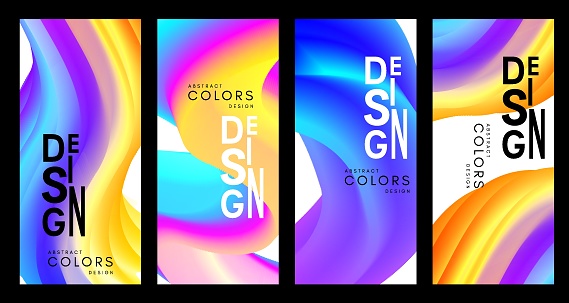 Neon colorful abstract background with flowing colors. Vector illustration in modern blend motion style.