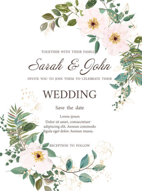 꽃, 수채화, 흰색에 고립 된 결혼식 초대장. - 5576 stock illustrations