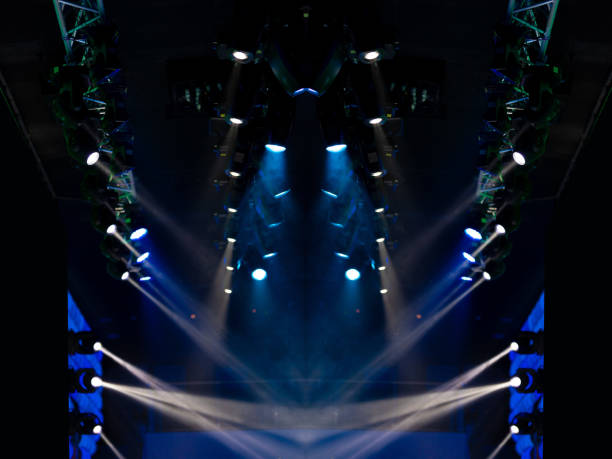 istock Abstract texture background for design. Stage light and smoke on stage, lighting and spotlights. 1257661433