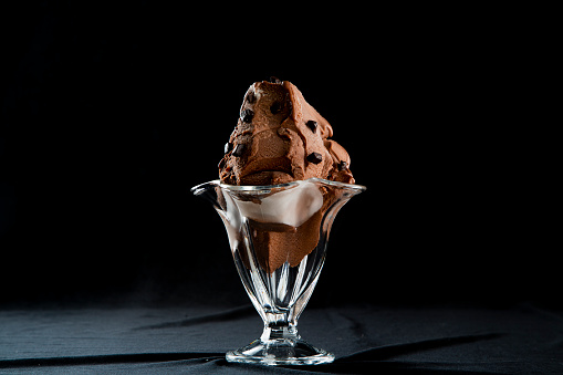 Chocolate chip ice cream in glass