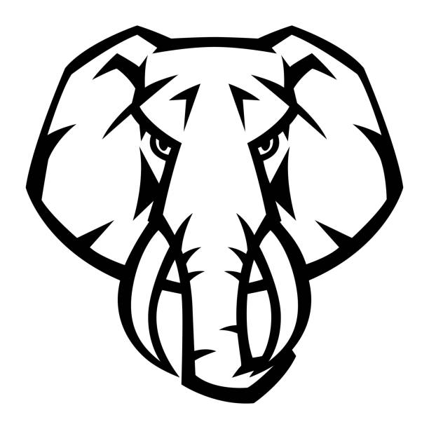 Mascot stylized elephant head. Mascot stylized elephant head. Illustration or icon of wild animal. elephant logo stock illustrations