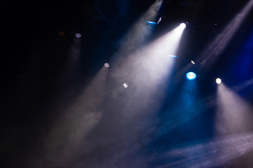 lights spotlights and smoke over the stage, texture background for design.