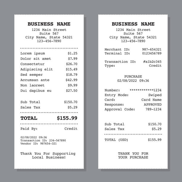 Receipt Templates A template for two different types of receipt. File is built in CMYK for optimal printing, and uses only black. tax clipart stock illustrations