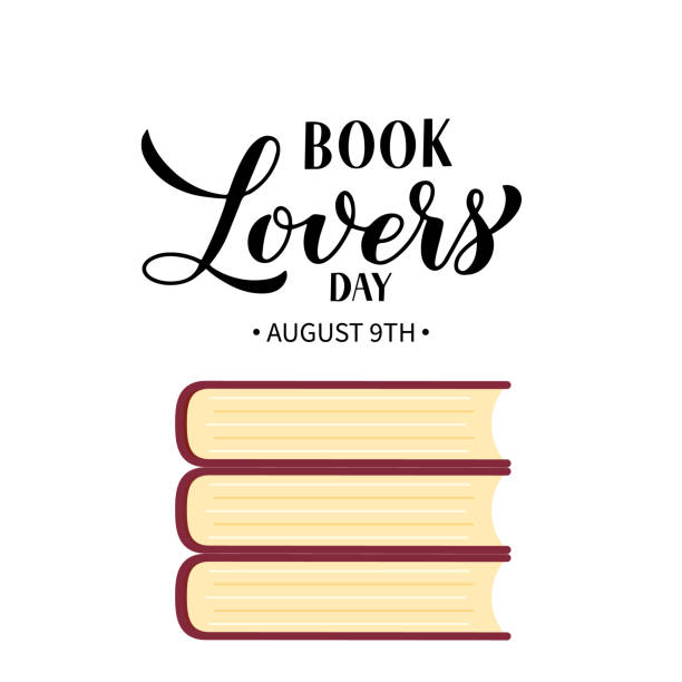 Book Lovers Day calligraphy hand lettering with stack of books. Easy to edit vector template for logo design, greeting card, banner, poster, sign, flyer, etc Book Lovers Day calligraphy hand lettering with stack of books. Easy to edit vector template for logo design, greeting card, banner, poster, sign, flyer, etc. Book Lover's Day stock illustrations