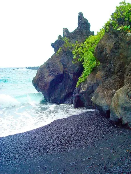 Black sand beach in Maui Hawaii