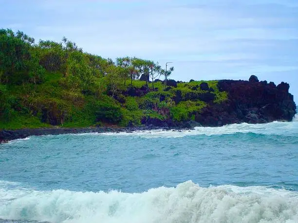 Black sand cove in Maui Hawaii