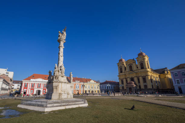 Picture of Piata Unirii in Timisoara, Romania. Unirii Square is the oldest historical square in Timisoara , decorated in Baroque style.