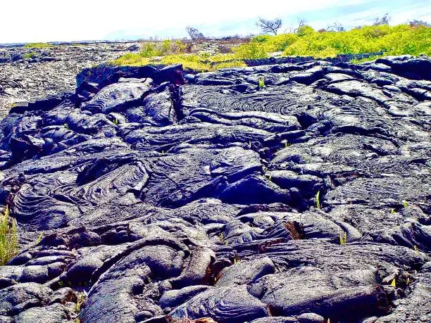 Cooled lava rock formation in Hawaii