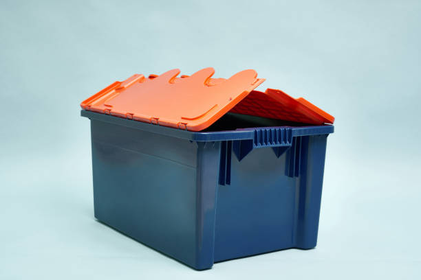 istock Plastic storage boxes. Boxes for the delivery of products. Orderly storage. 1257674262