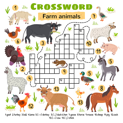 Farm Animals Crossword Game For Preschool Kids Stock Illustration -  Download Image Now - Goose - Bird, Leisure Games, Agriculture - iStock