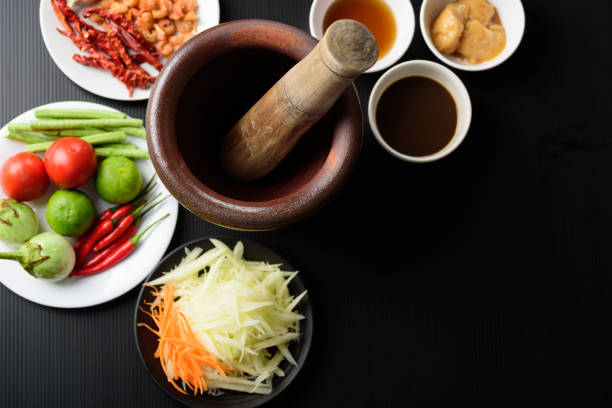 Thai food, spicy papaya salad (Som Tum)