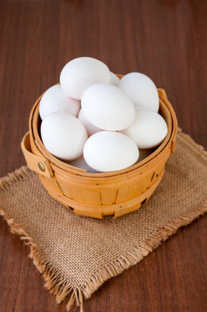 istock A lot of white chicken eggs in a basket on the table 1257680591