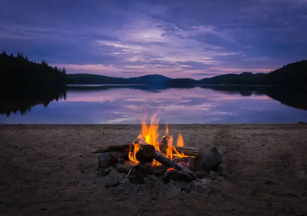Photo of Burning campfire on the beach on my kayak camping trip