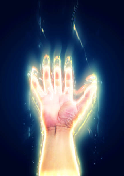 istock 3D illustration of a shining palm 1257683539