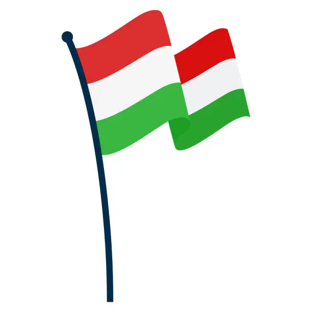 Vector illustration of Waving flag of Hungary