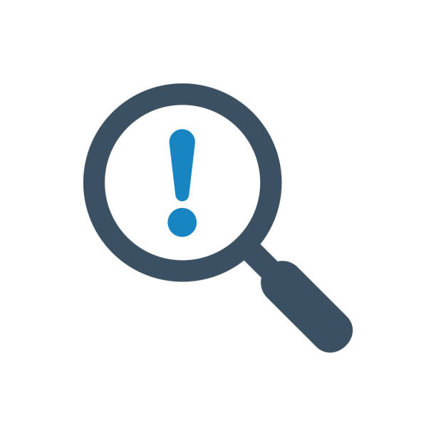 Warning Search  icon This icon use for website presentation and android app magnifying glass stock illustrations